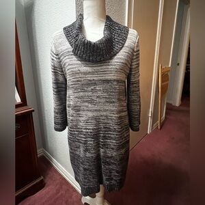 AB Studio Charcoal and Light Gray Cowl Neck Sweater